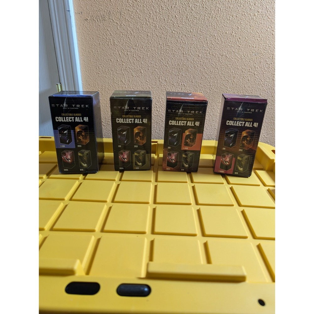 2008 Star Trek Collectible‎ Glasses Complete Glass Set Of 4 in Box 2008 Cups